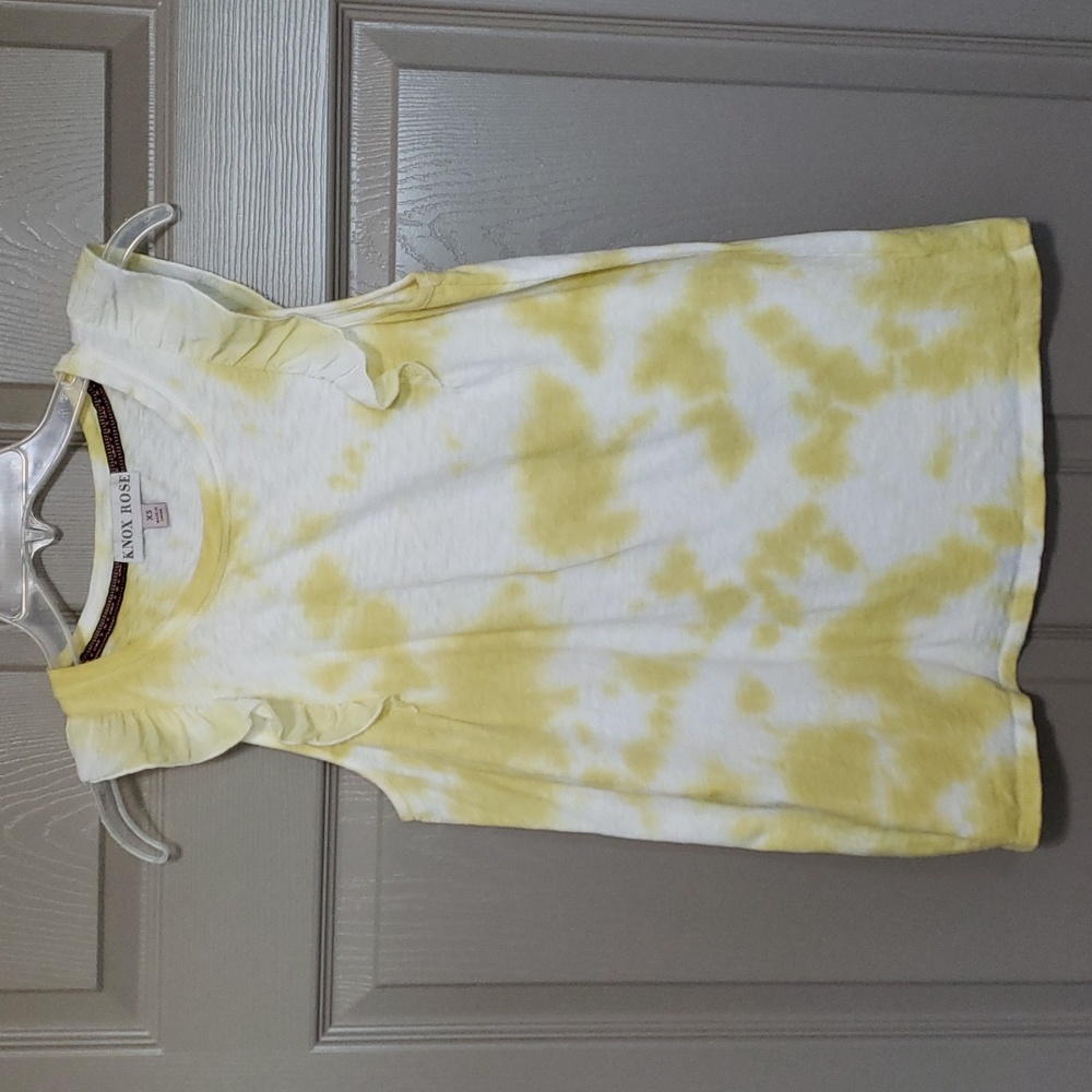 Knox Rose yellow tie dye 100% cotton ruffle tank size extra small